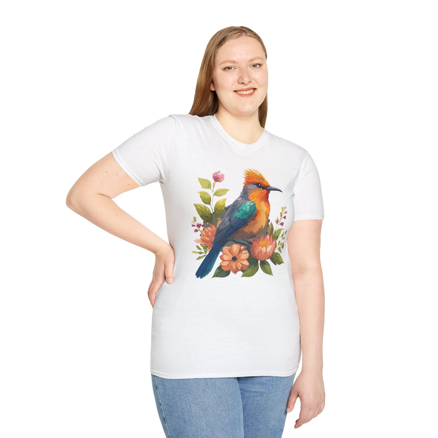 Bird T-Shirt, Floral Bird T Shirt, Shirt with Bird, Shirt with Animal