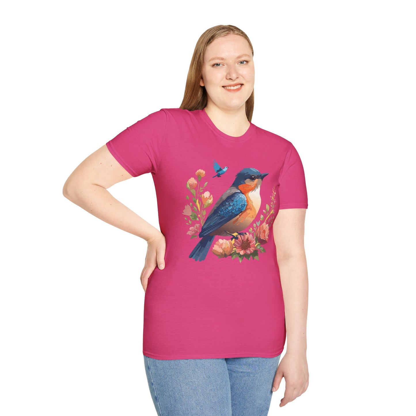 Bird T-Shirt, Floral Bird T Shirt, Shirt with Bird, Shirt with Animal
