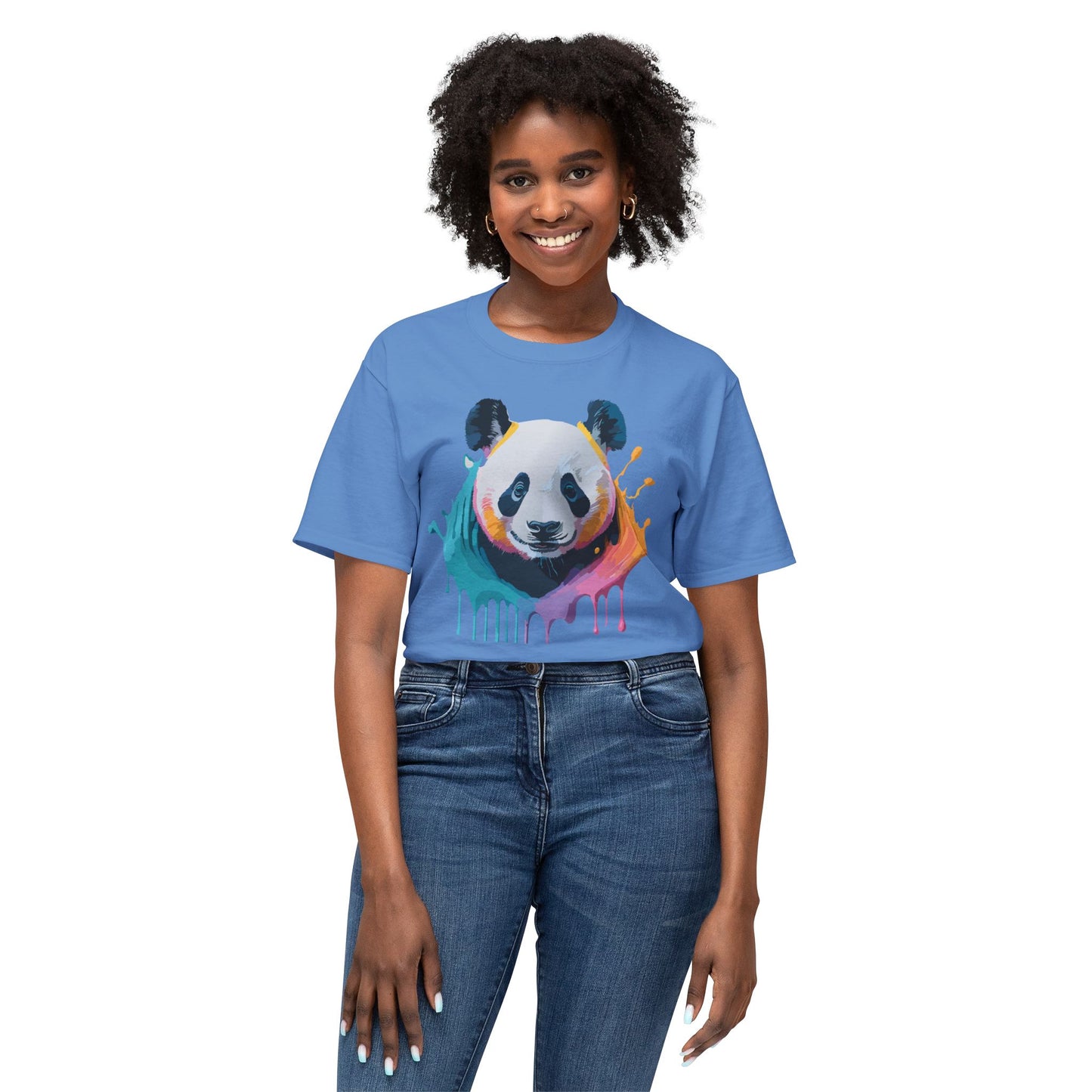 Panda T-Shirt, Vintage Panda Tee, Floral Tees, Panda Art Design Shirt, Tee Shirt with Panda Art 1