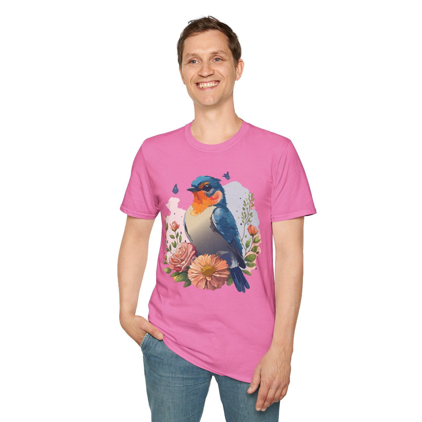 Bird T-Shirt, Floral Bird T Shirt, Shirt with Bird, Shirt with Animal