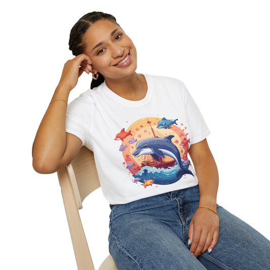 Dolphin Shirt Unisex Softstyle Cotton Tee 100 Percent Ring Spun Lightweight Breathable