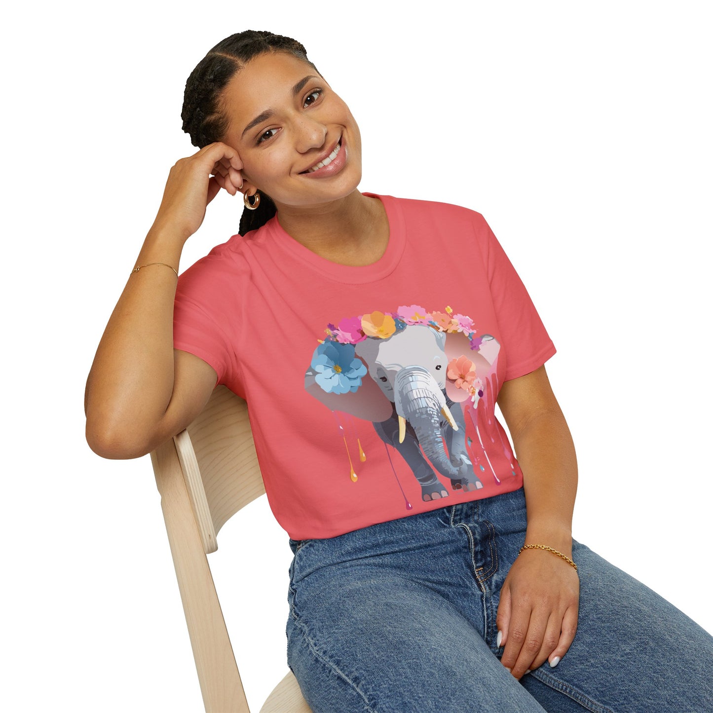 Elephant Shirt, T Shirt with Elephant, Elephant on T Shirt, T Shirt with Animation, Animals Tee Shirt