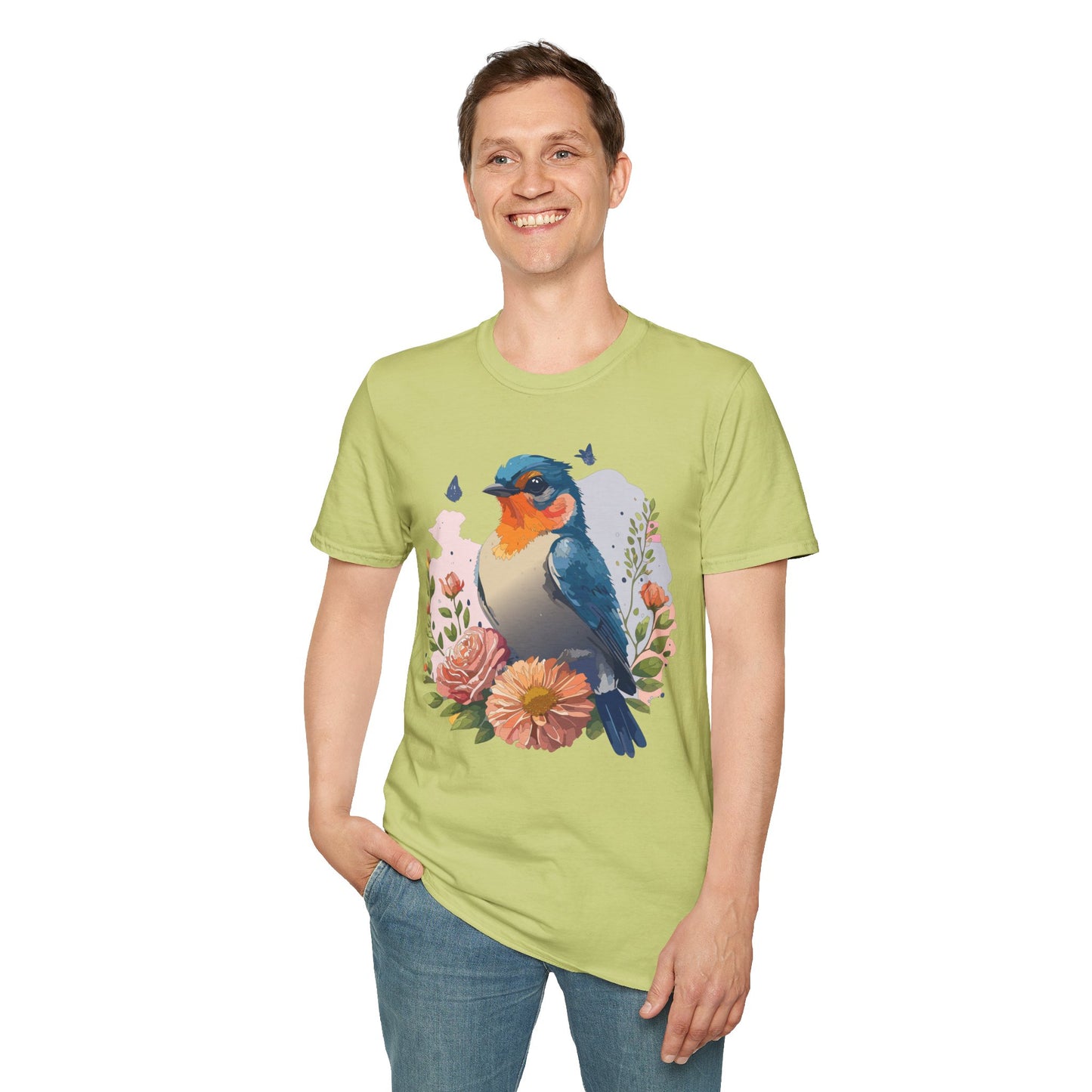 Bird T-Shirt, Floral Bird T Shirt, Shirt with Bird, Shirt with Animal