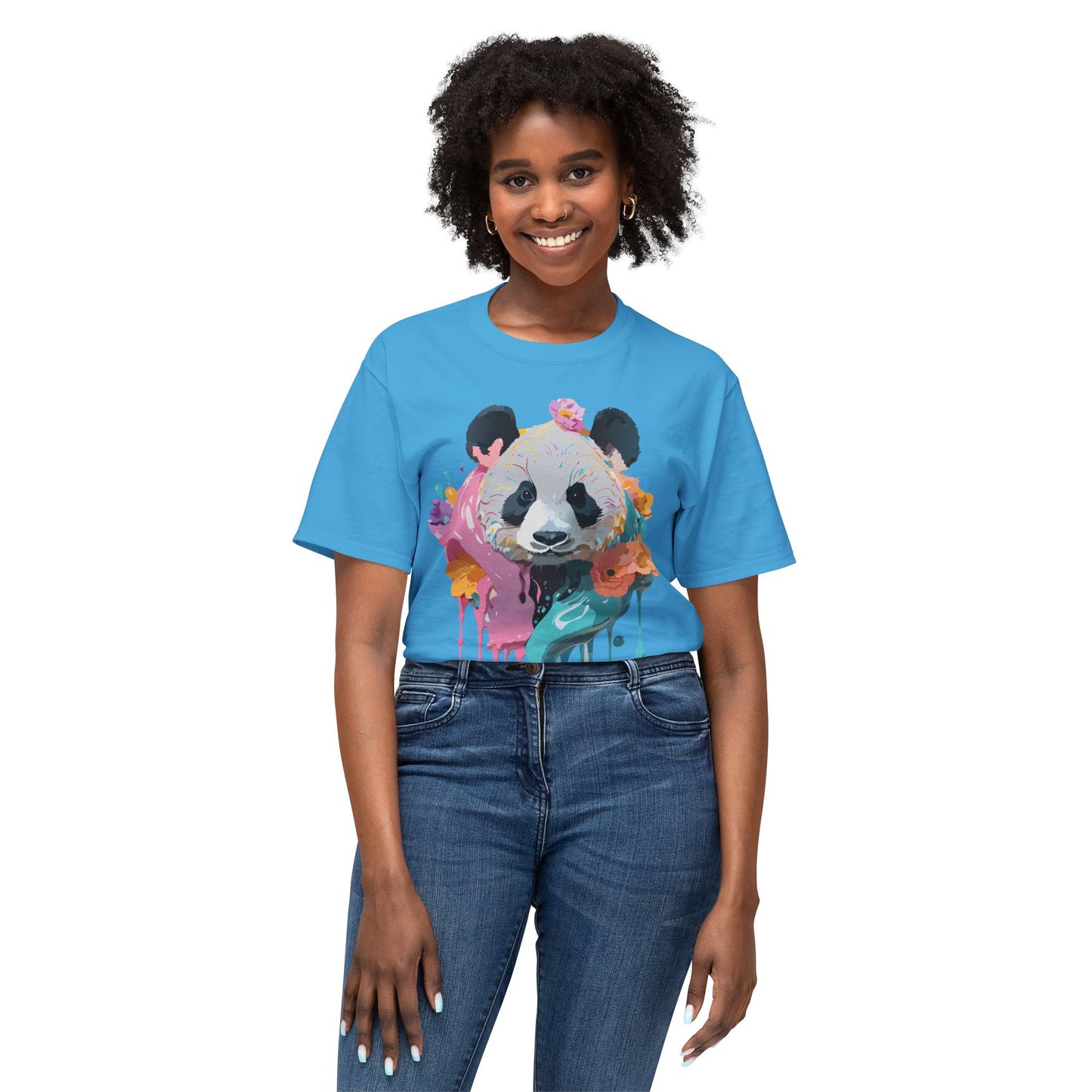 Panda T-Shirt, Vintage Panda Tee, Floral Tees, Panda Art Design Shirt, Tee Shirt with Panda Art 9